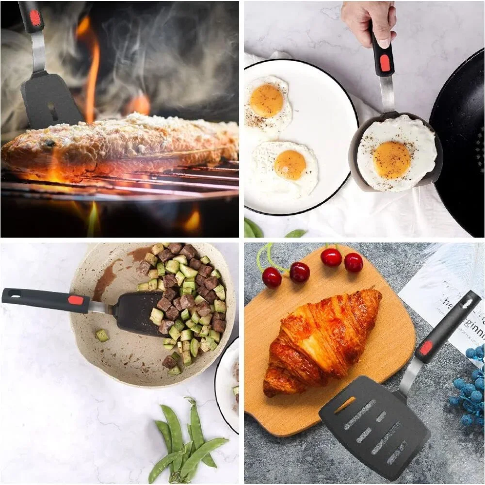 4-Pack SpatulasHeat Resistant Set Nonstick Cooking Utensils BPA Free Rubber